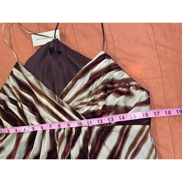 NWT Ann Taylor Brown & Beige Zebra Print Spaghetti Strap Midi Dress Women's Size - Picture 9 of 11